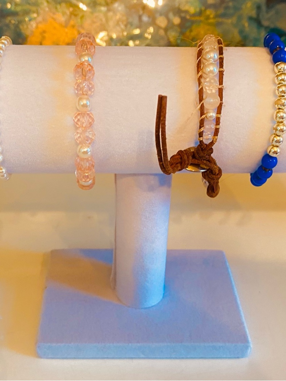 Delicate Pink Beaded Wrap Bracelet - Set of Five